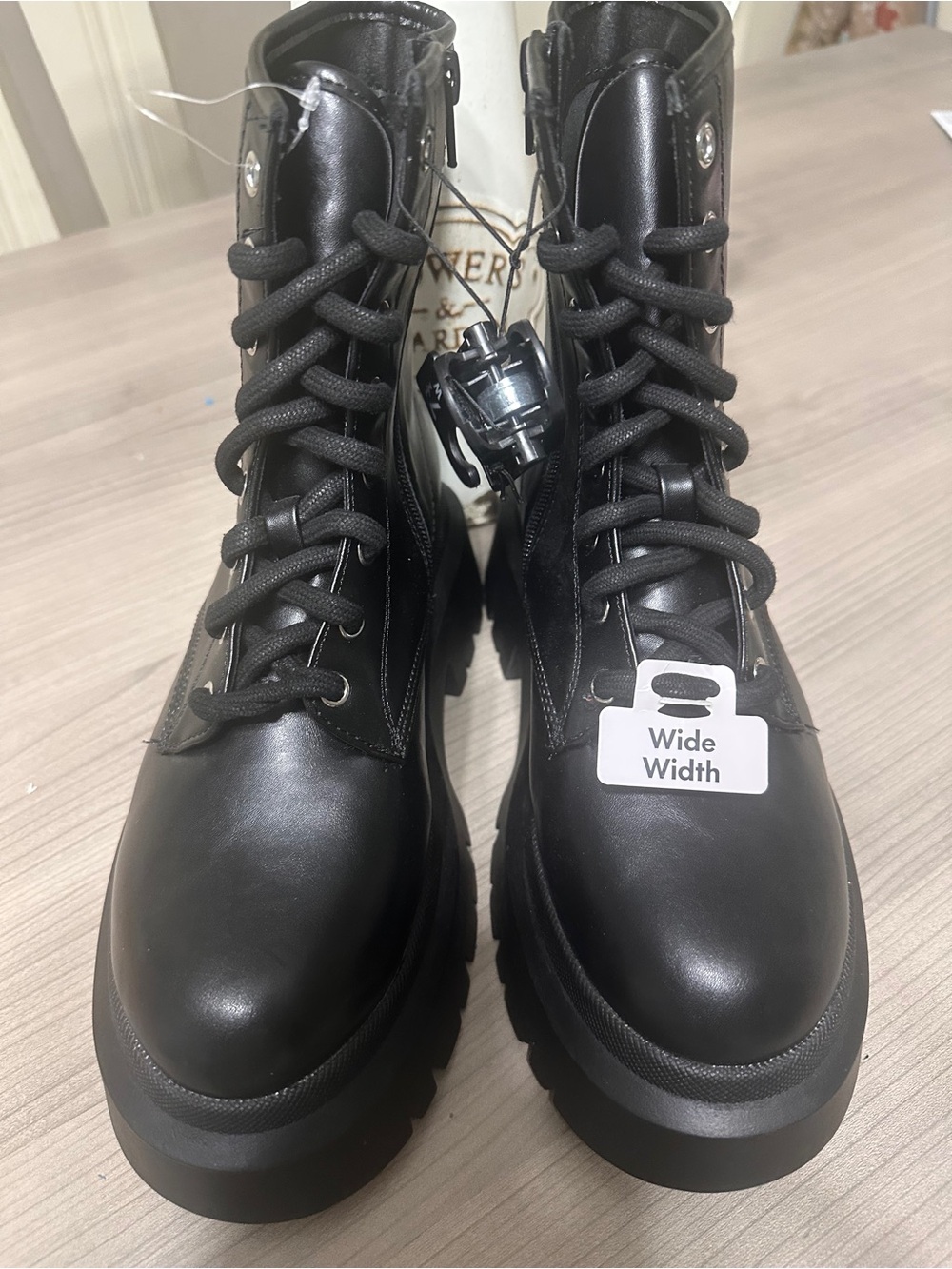 No Boundaries Black Wide-Width Lace-Up Combat Boots